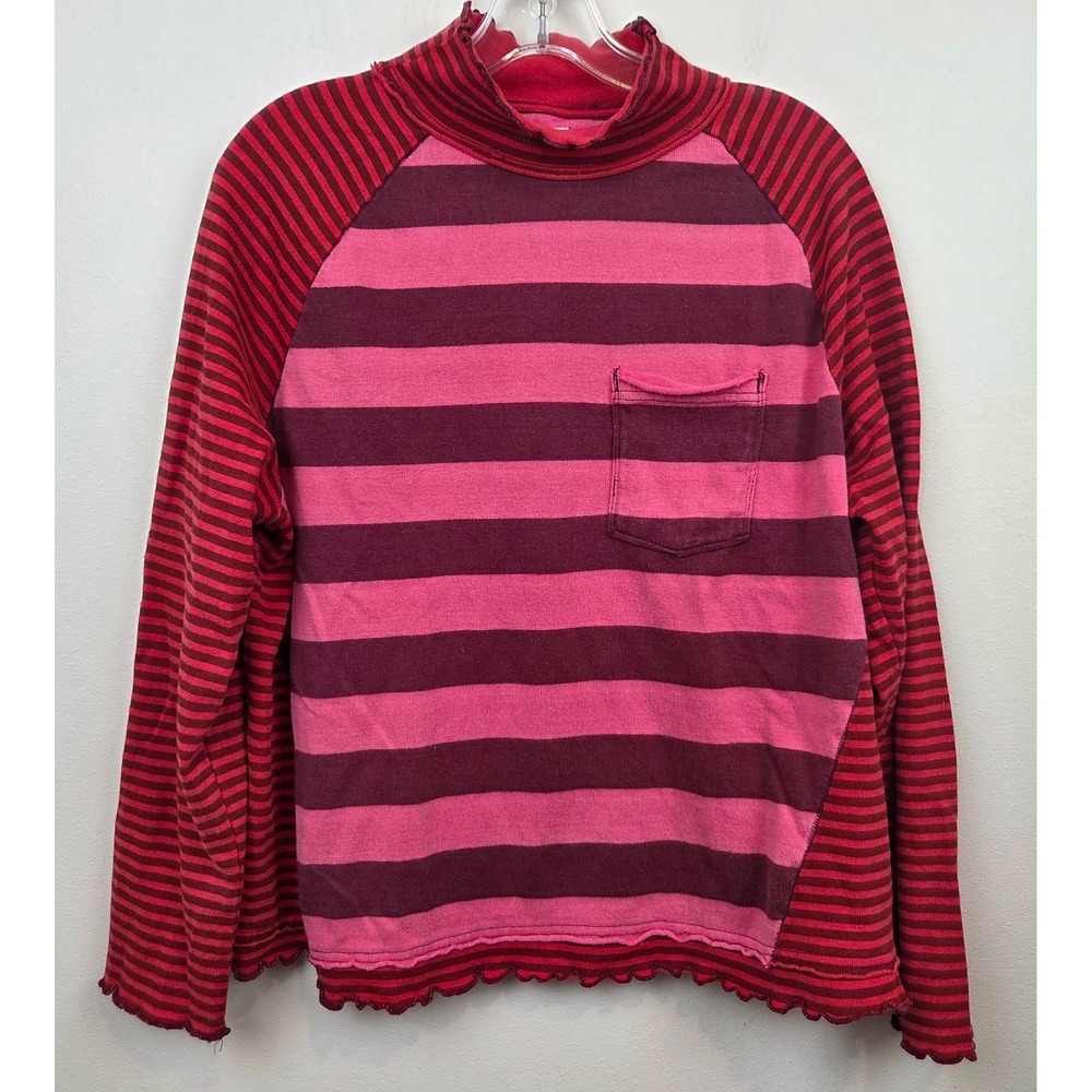 Free People We The Free Punk Playful Tee Stripes Pink Red Boho Womens Size Small - Picture 5 of 14